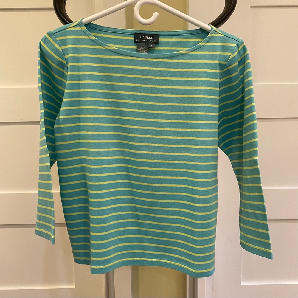 Ladies Striped Blue and Yellow Top by Lauren Ralph Lauren